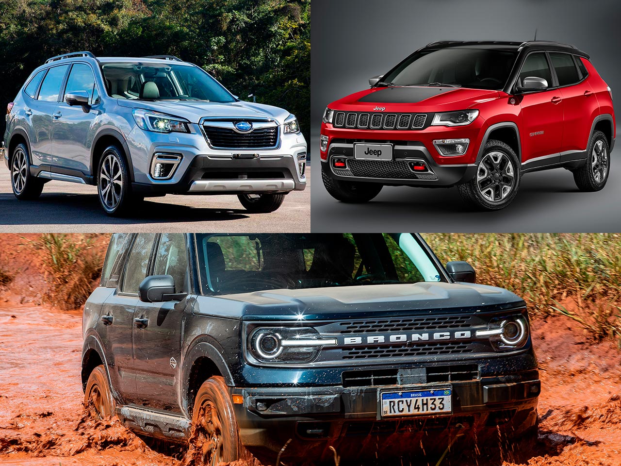 Ford Bronco Sport, Jeep Compass Trailhawk ou Subaru Forester?