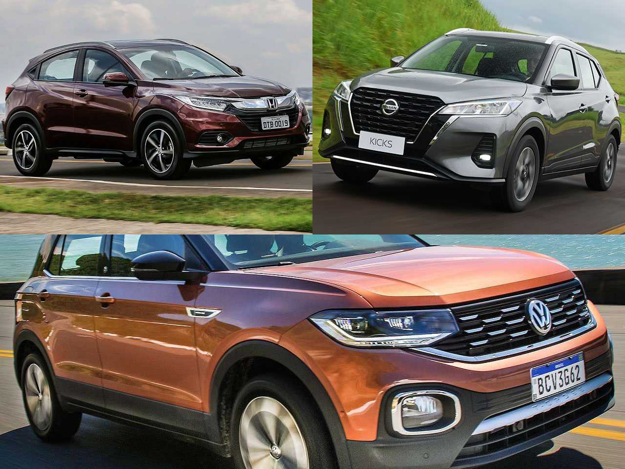 Honda HR-V EXL 2020, VW T-Cross Highline 2019 ou um Nissan Kicks 0 km?