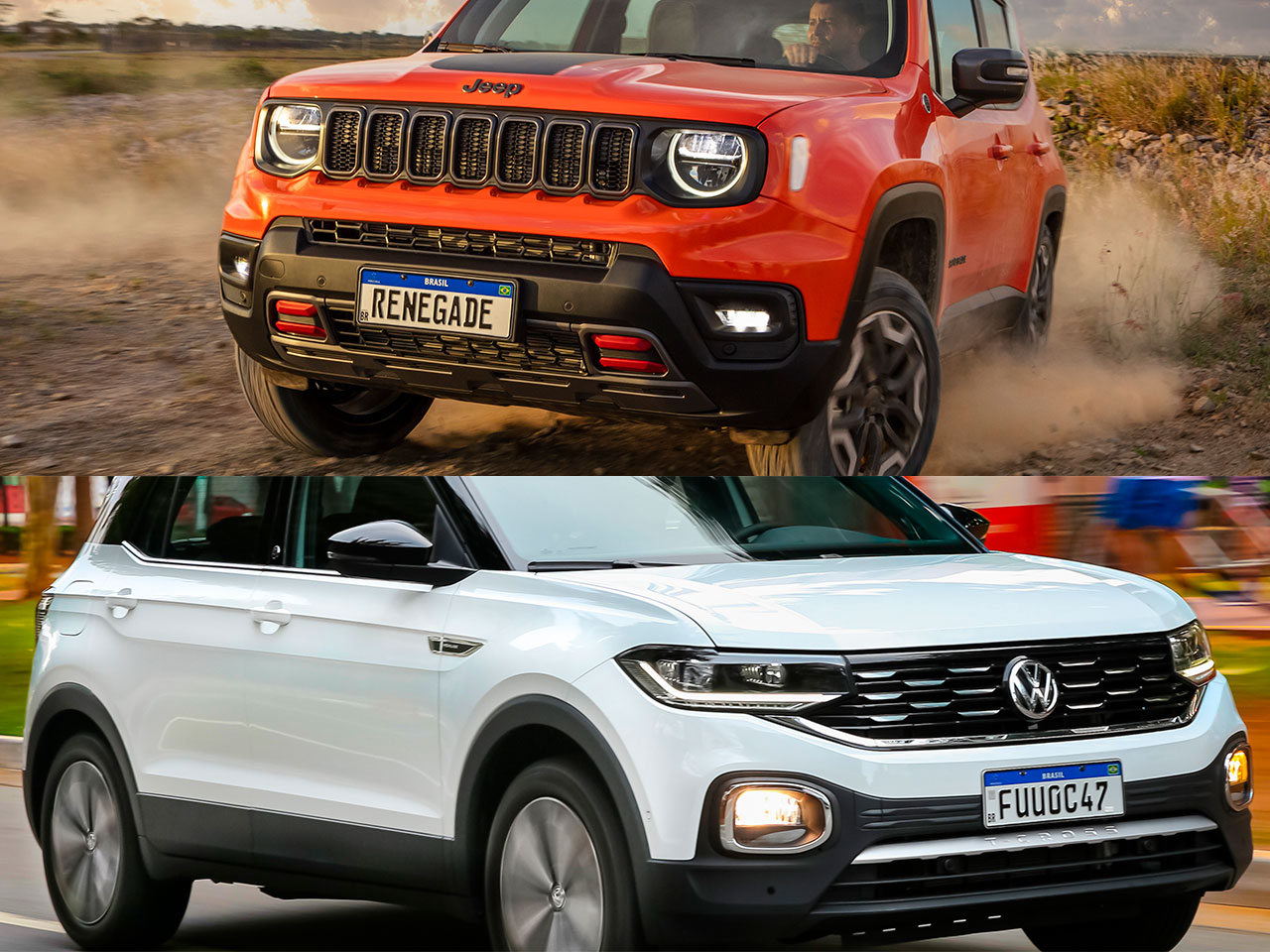 Jeep Renegade com tração 4x4 ou um VW T-Cross Highline?