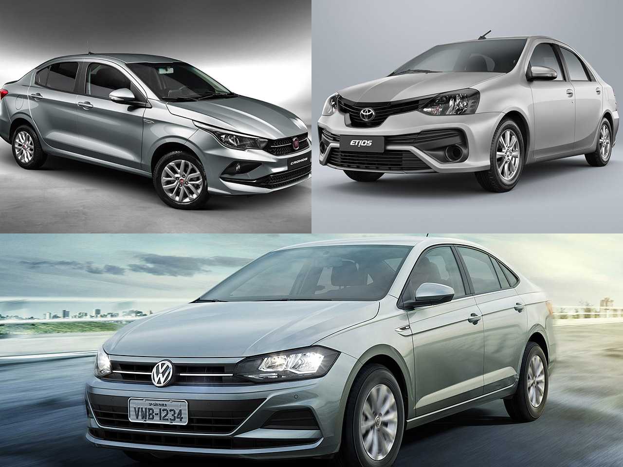 Todos com câmbio manual: Toyota Etios, Fiat Cronos ou VW Virtus?