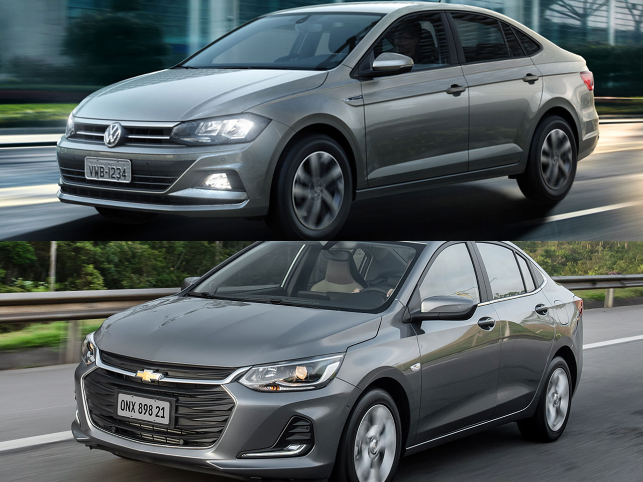VW Virtus Comfortline ou um Chevrolet Onix Plus LTZ?