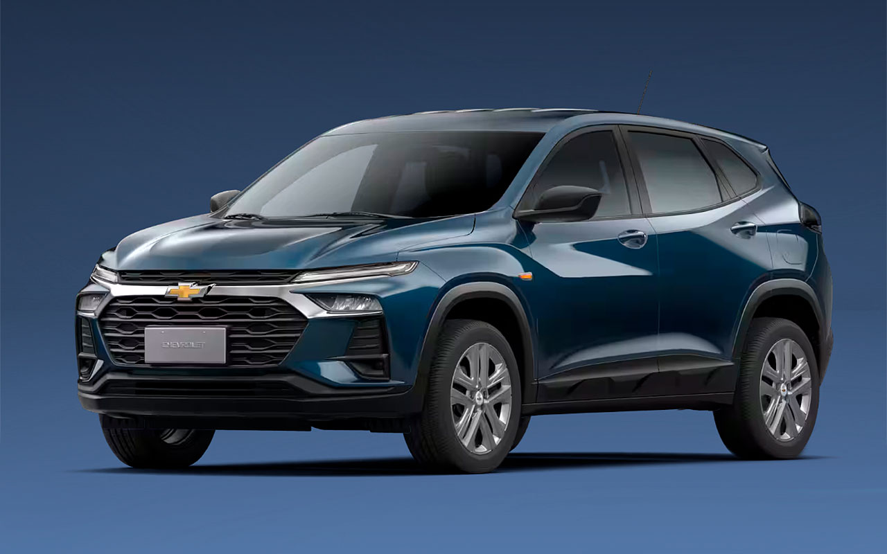 Chevrolet Tracker Turbo AT azul visto de frente