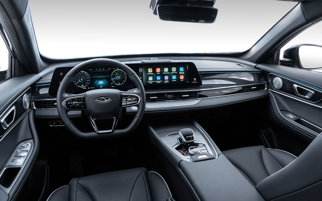 Painel e console do CAOA Chery Tiggo 7 Pro 2027 brasileiro