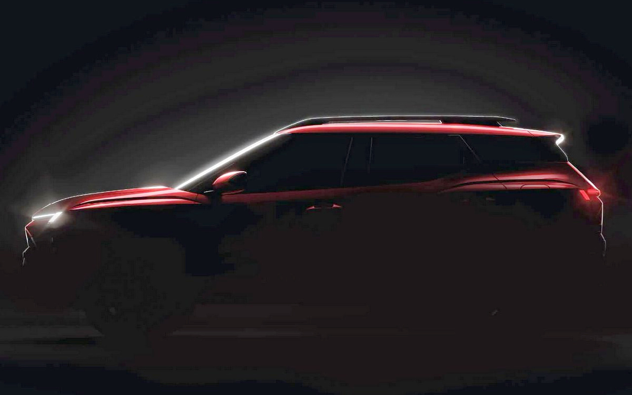 Perfil do novo Hyundai Bayon em teaser oficial, com linha de cintura elevada e barras de teto