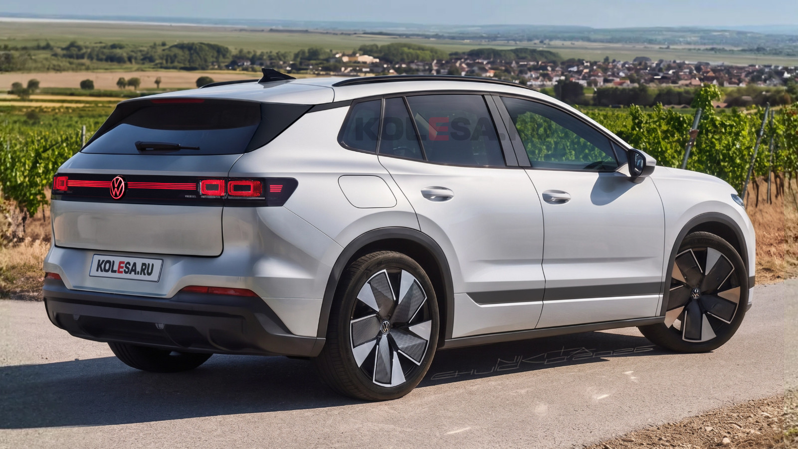 Projeção independente da traseira do Volkswagen ID. Tiguan com lanternas interligadas