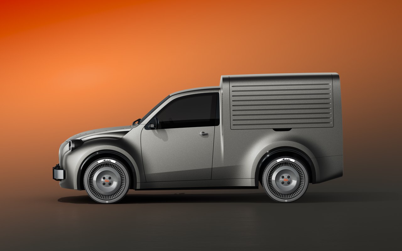 Citroën 2CV Fourgonnette Concept visto de perfil, com compartimento de carga elevado
