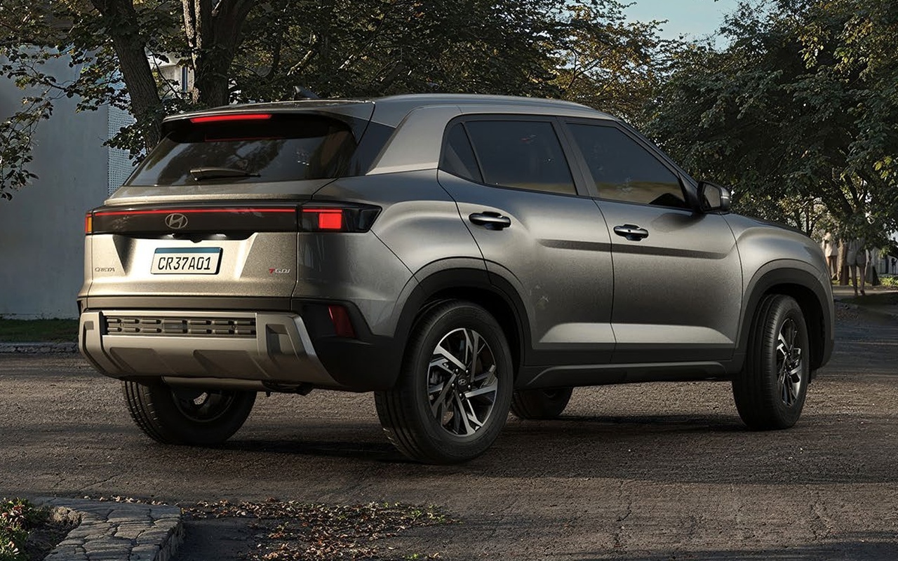 Hyundai Creta Platinum 1.0 turbo visto de traseira e lateral