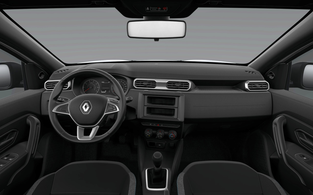 Painel do Renault Duster Zen Plus com câmbio manual e comandos de ar-condicionado